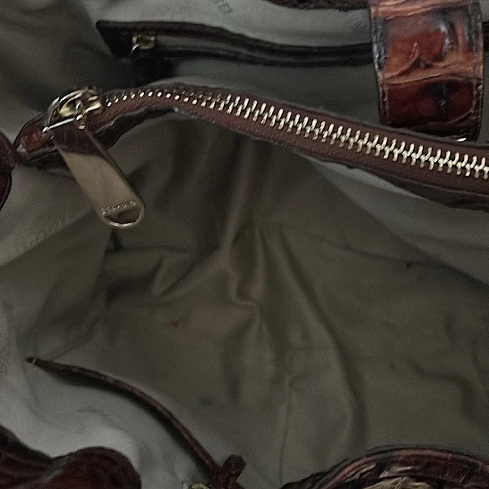 Brahmin Luxurious Brown Crocodile Skin Imprint Leather Elisa Handbag Purse 🌺🌺 - Picture 13 of 15